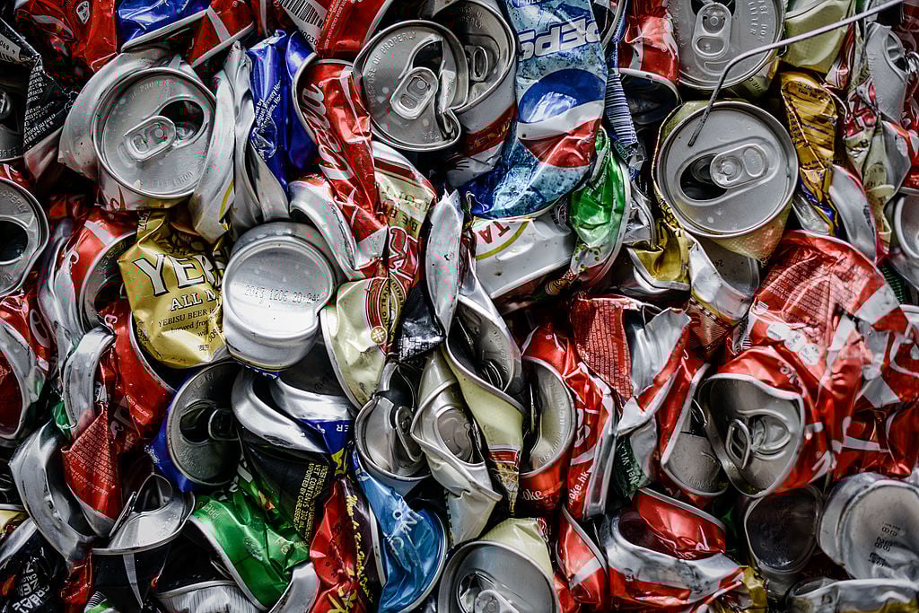 crushed aluminum cans