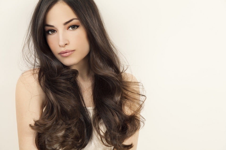 brunette woman with long healthy hair