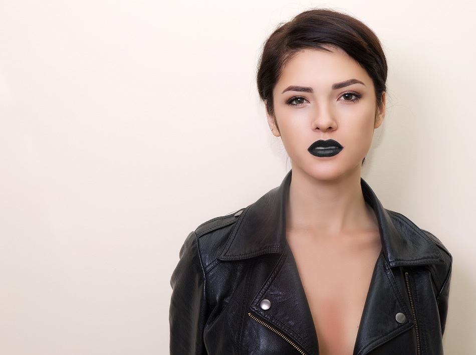 beautiful brunette woman in grunge style