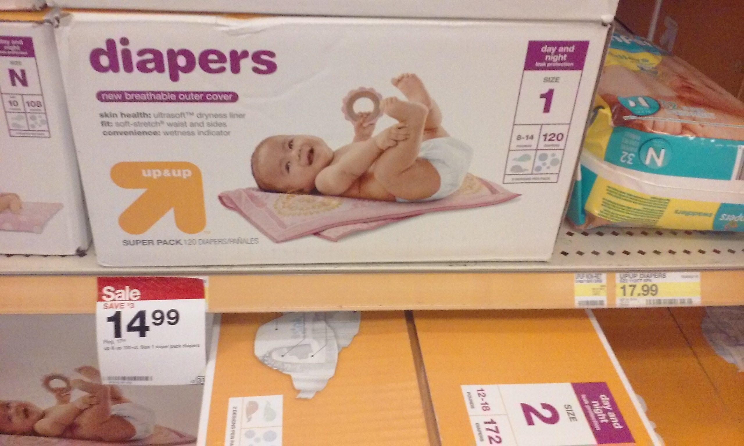Diapers for sale at Target