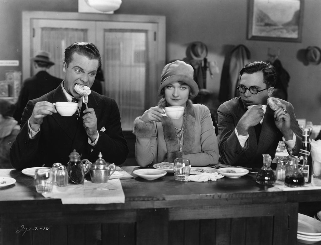 drinking coffee