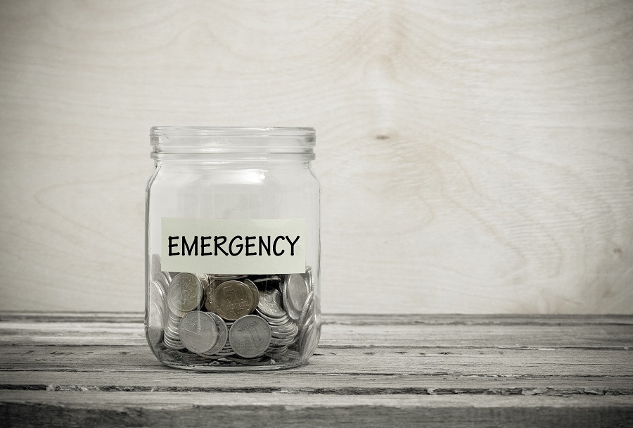 Glass jar with coins
