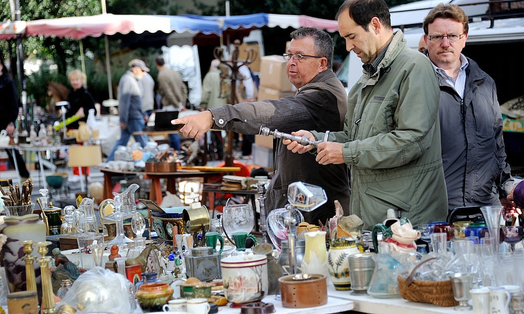shopping at a flea market
