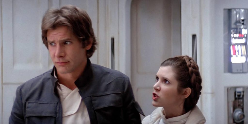 Han Solo and Princess Leia in The Empire Strikes Back