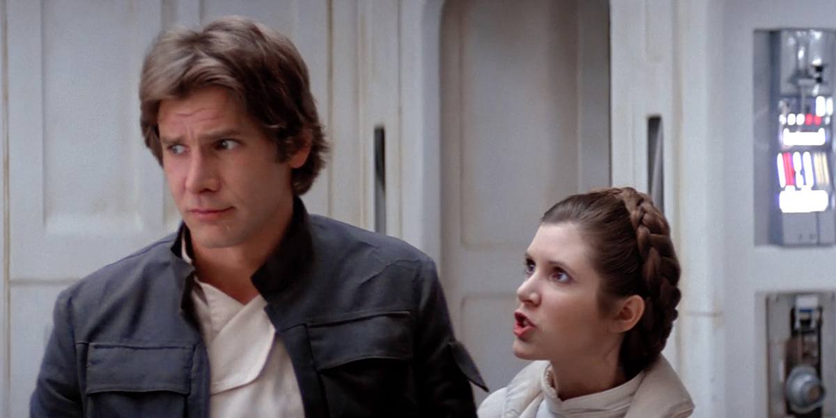 Han Solo and Princess Leia in 'The Empire Strikes Back'. Han Solo and Princess Leia in 'The Empire Strikes Back'.