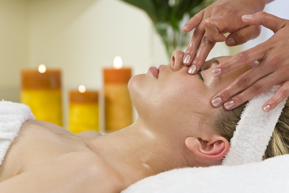 A young woman relaxing at a health spa