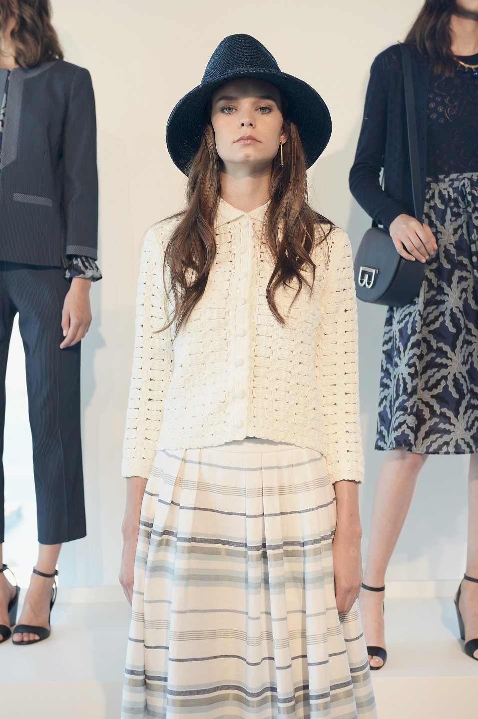 A model poses wearing Brooks Brothers Women at the Brooks Brothers SS 2017 Presentation