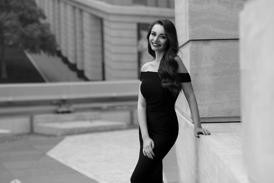 beautiful elegant woman in black dress