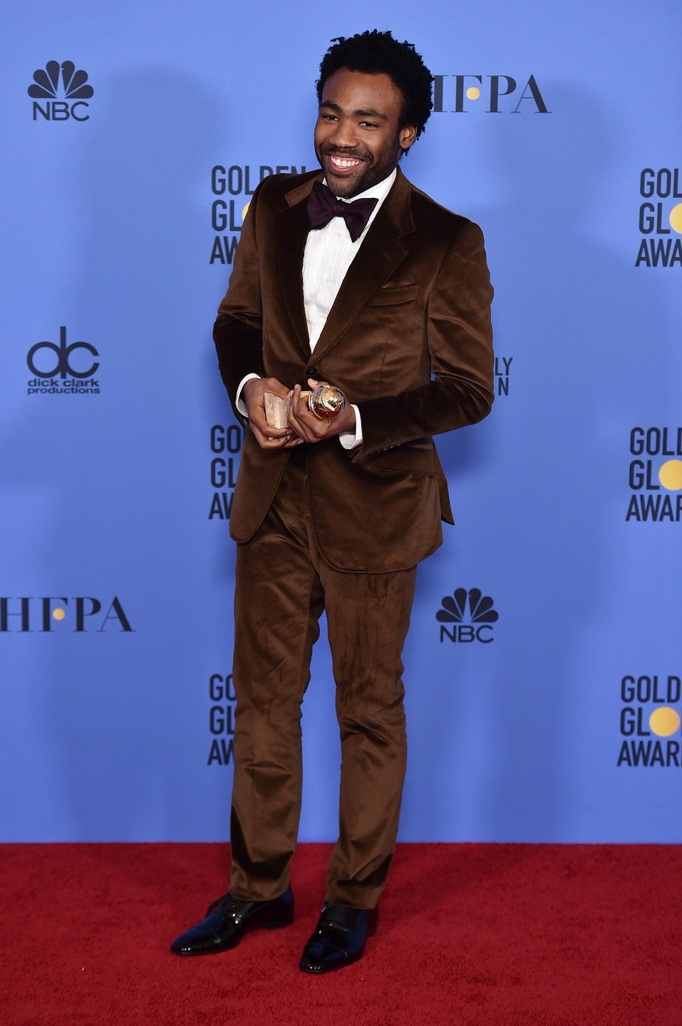 Actor Donald Glover, winner of Best Actor in a Television Series - Musical or Comedy for 'Atlanta,' poses
