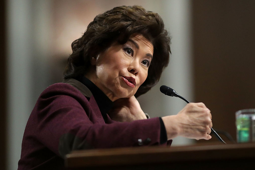 Elaine Chao testifies during her confirmation hearing to be the next U.S. secretary of transportation
