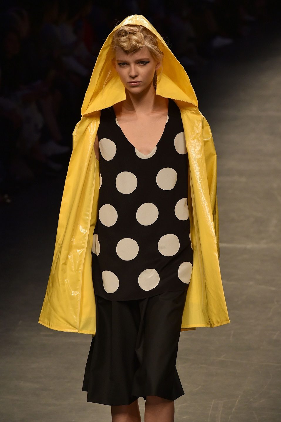 A model presents a creation for fashion house Anteprima during the 2017 Women's Spring