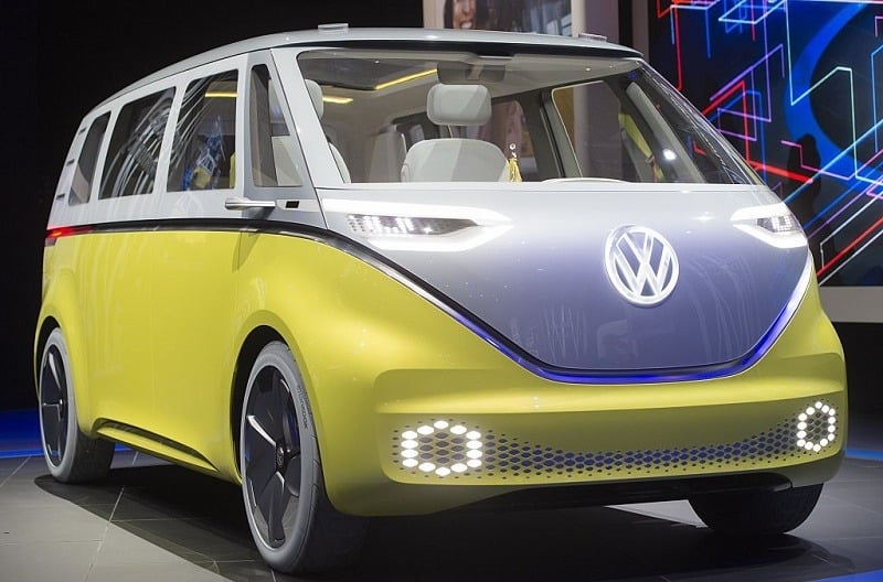 The Volkswagen I.D. Buzz autonomous minibus concept is unveiled during the 2017 North American International Auto Show in Detroit, Michigan, January 9, 2017.