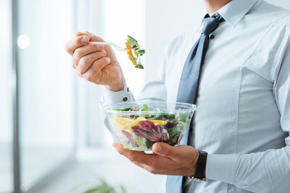 Businessman having a salad