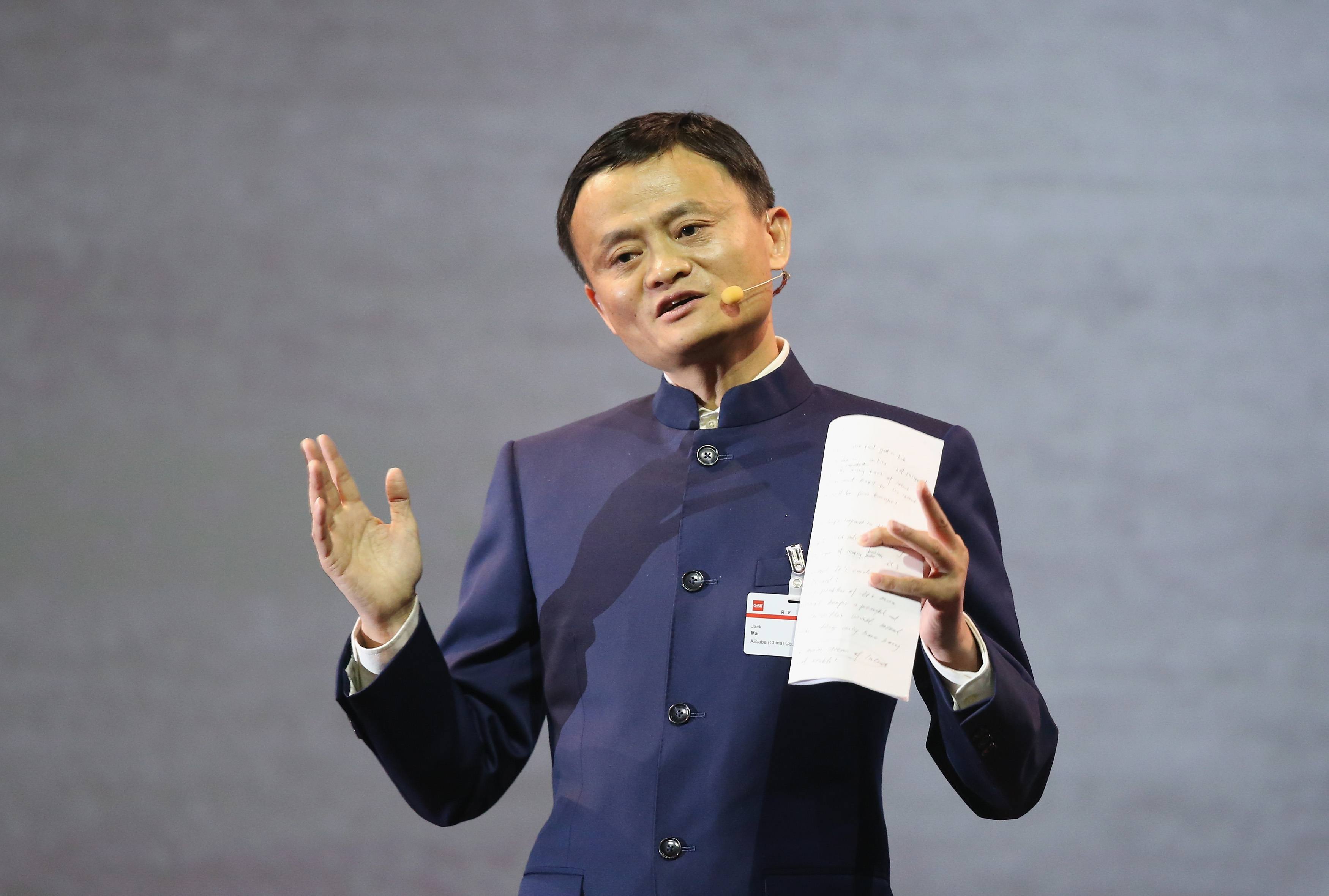 Jack Ma, founder and executive chairman of the Alibaba Group, speaks during a panel