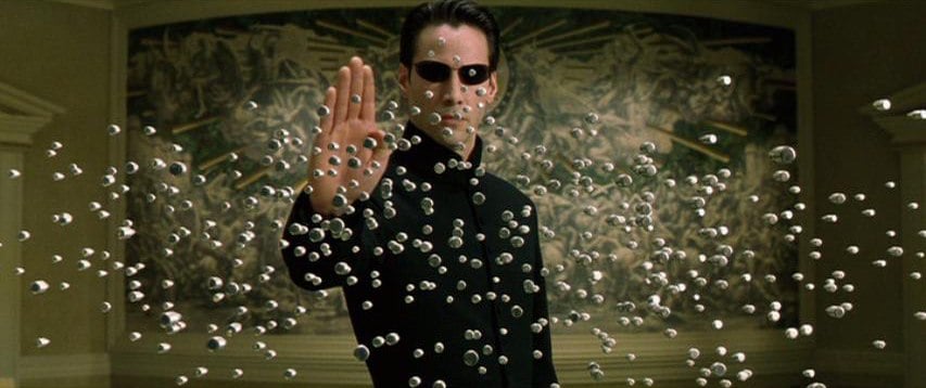 Neo stopping bullets in The Matrix