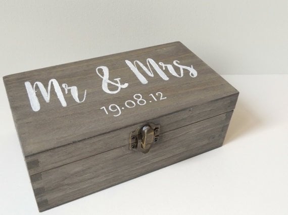 Product photo of the personalized Mr. & Mrs. wooden box