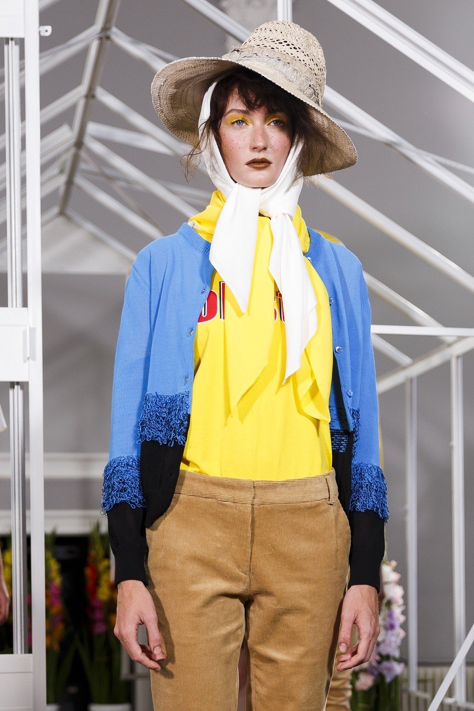 A model showcases designs at the Peter Jensen