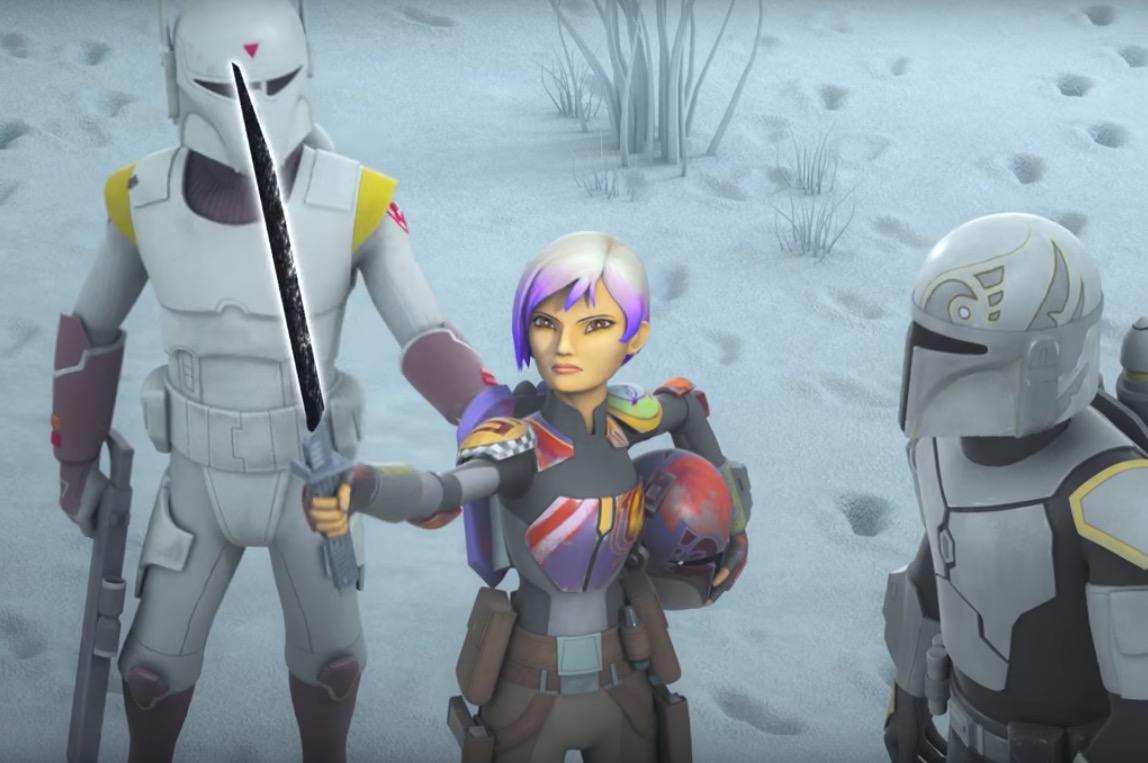 Sabine and the Dark Saber on Star Wars Rebels
