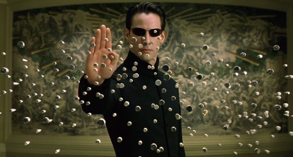 Neo stops hundreds of bullets in mid-aiir