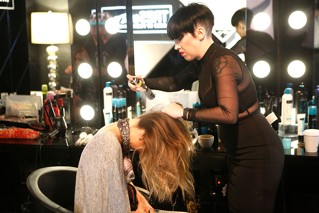 Fashion week goers have their hair styled at TRESemme Salon at Moynihan Station