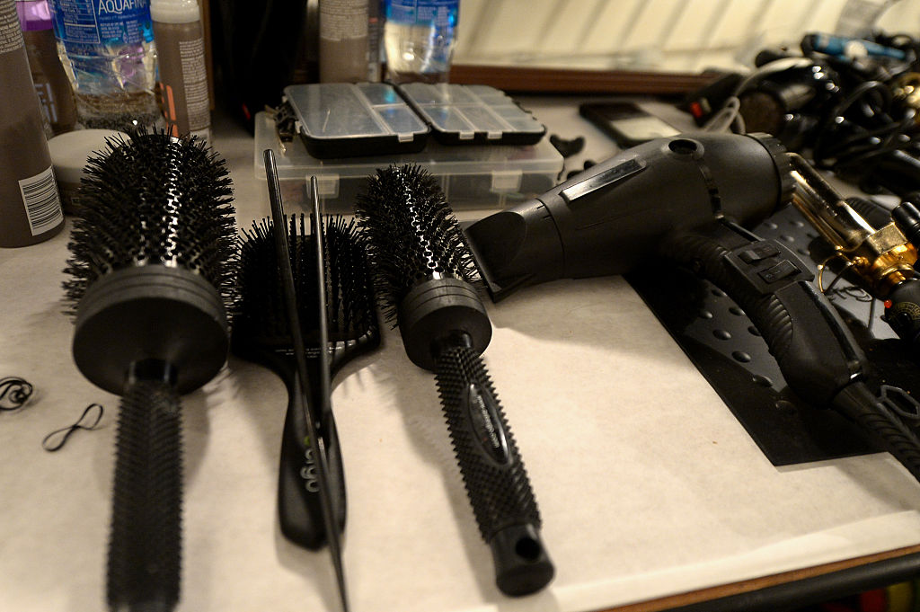 A view of hair products backstage at the Vicky Zhang fashion show