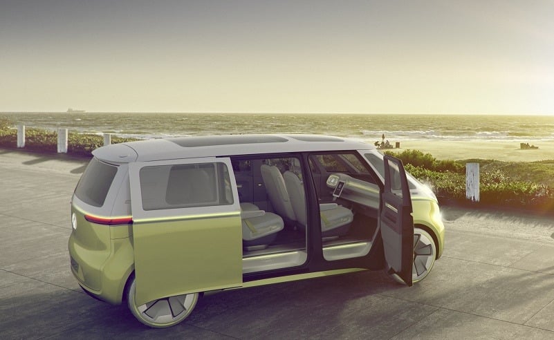 I.D. Buzz concept by Volkswagen in light lime green