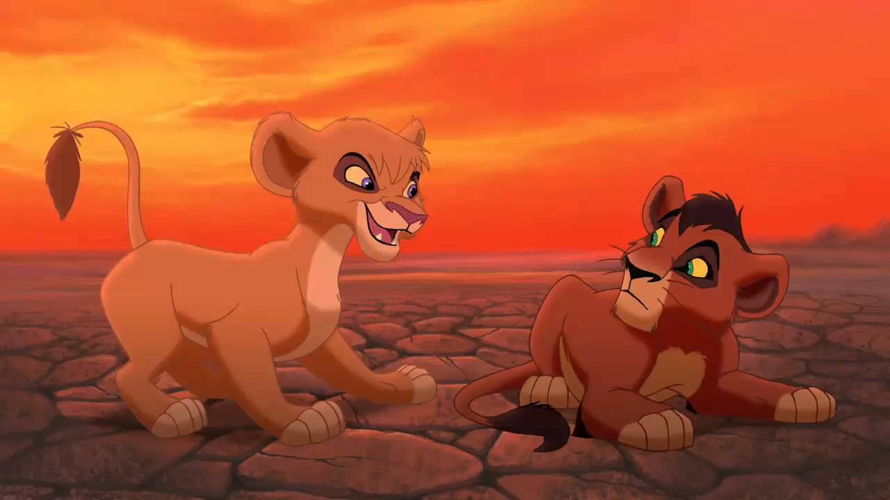Two cubs playfully fight in 'The Lion King 2'.