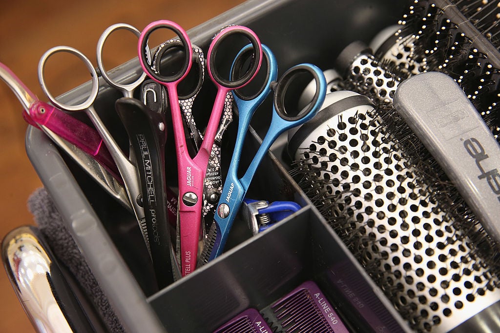 hairbrushes and scissors