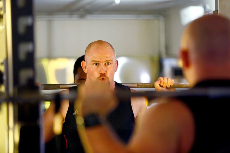 A man doing squats