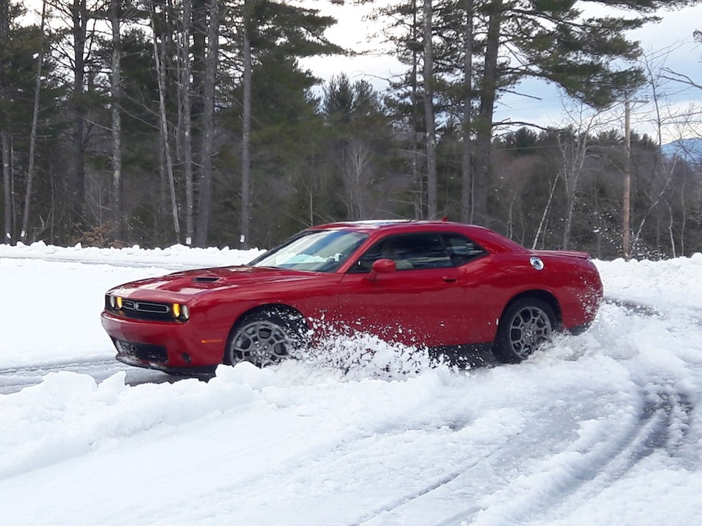2017 Dodge Challenger GT makes a turn in the snow
