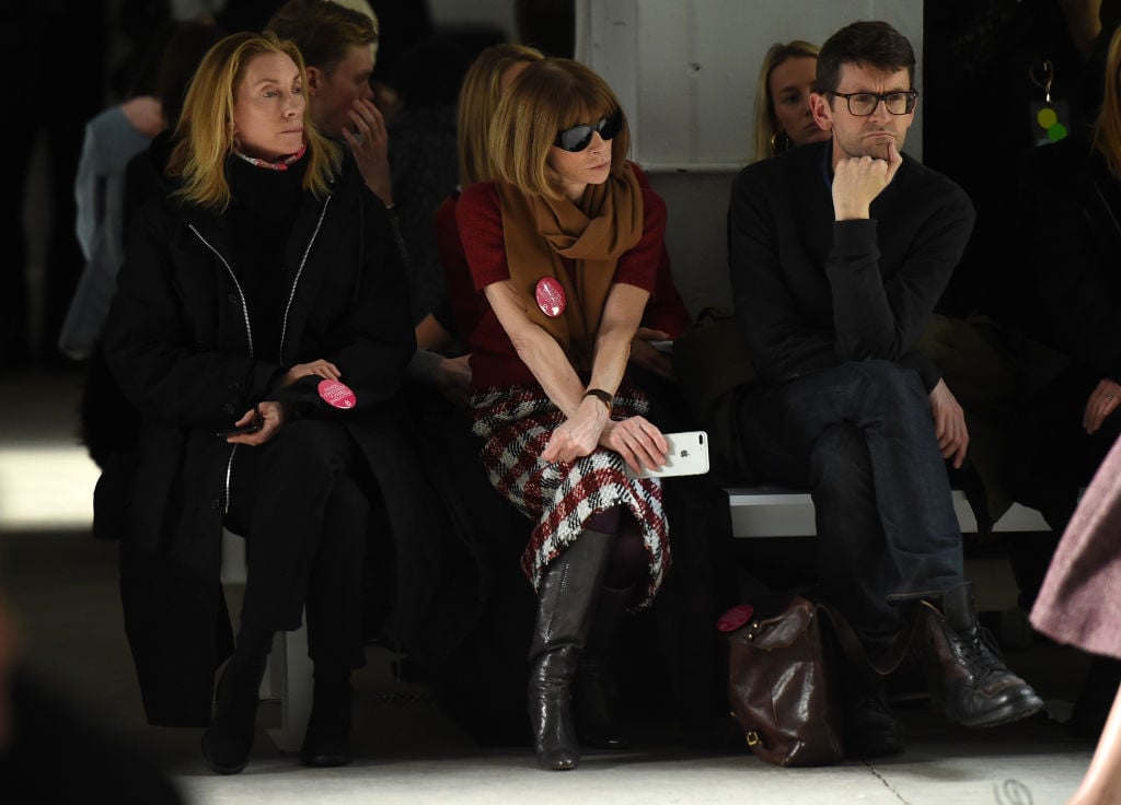 Anna Wintour (C) attends the Brock Collection fashion show