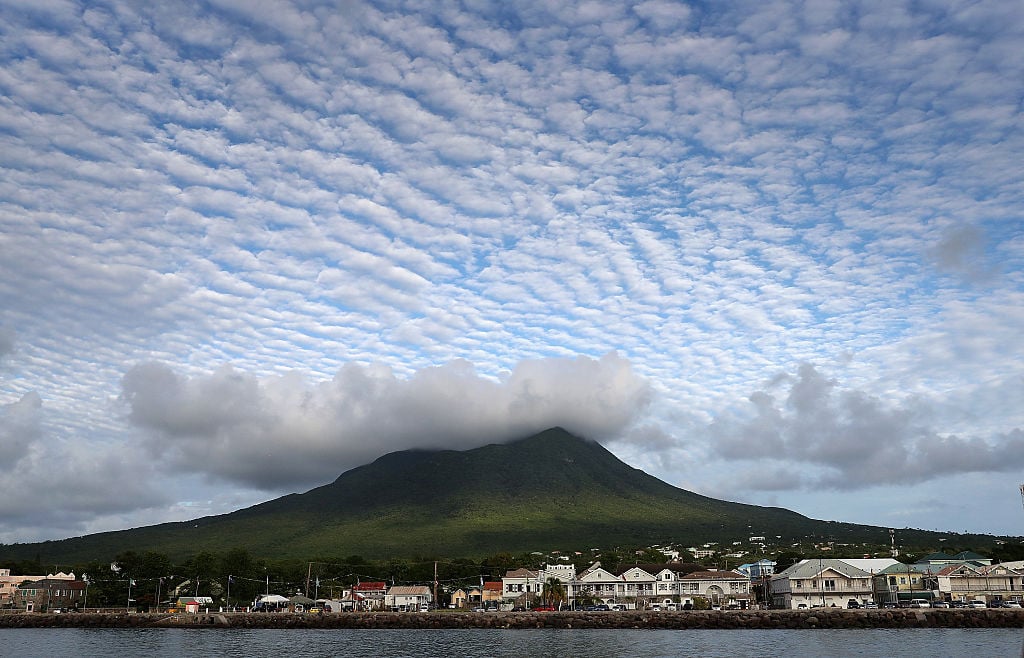 Cloud formations over the volcanic peak on Nevis