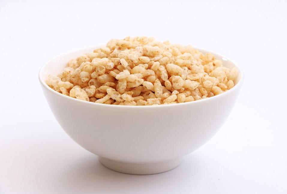 A bowl of crispy rice cereal