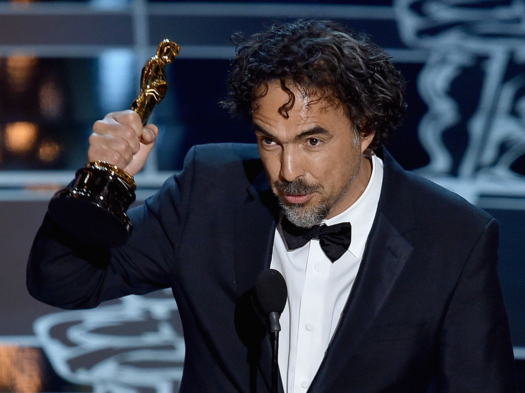 Director Alejandro Gonzalez Inarritu accepts the Best Director Award for 'Birdman'