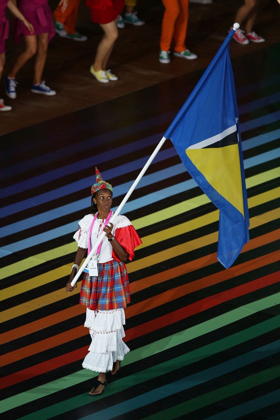 Flag bearer and Athlete Leverin Spencer of Saint Lucia