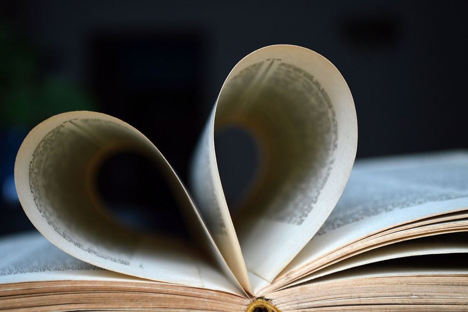Heart-shaped book pages
