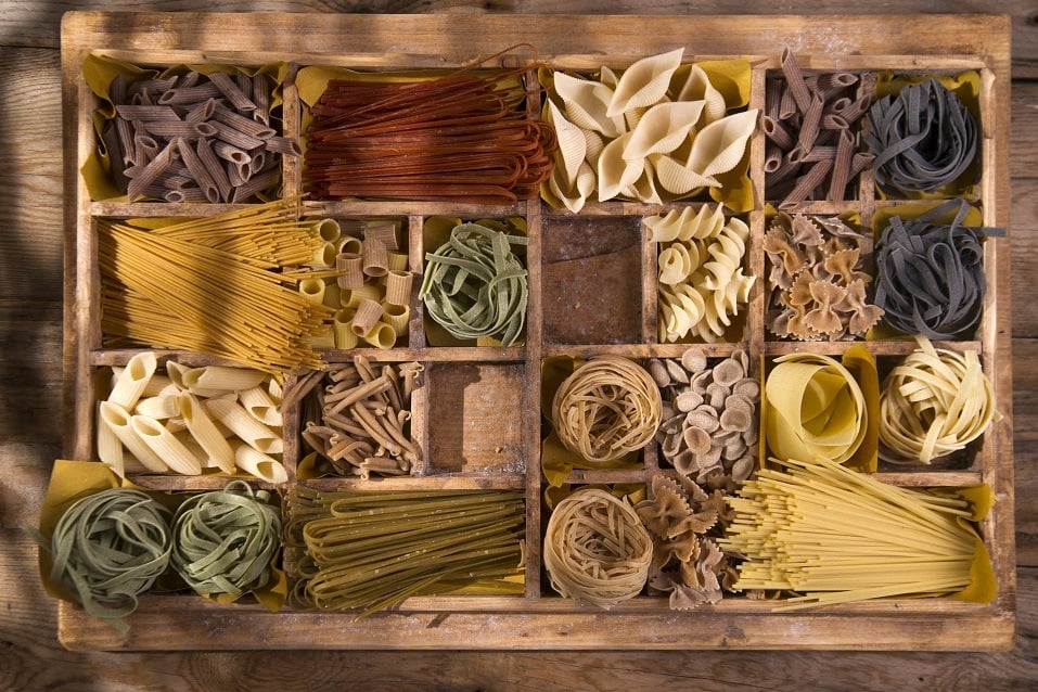 wooden varieties of pasta made in Italy