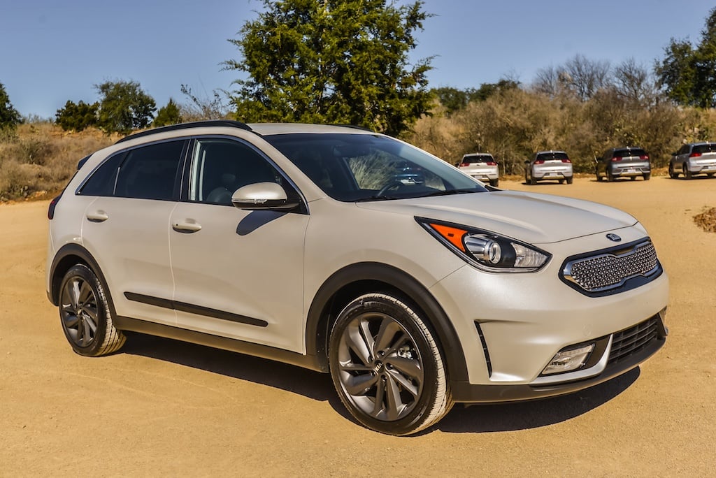 A 2017 Kia Niro in Snow White