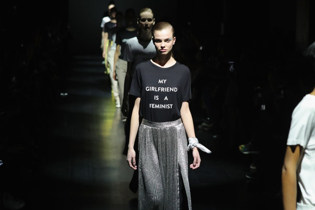 A model walks the runway for the Prabal Gurung collection