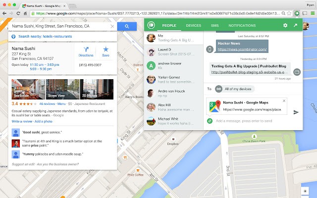 The Pushbullet Chrome extension