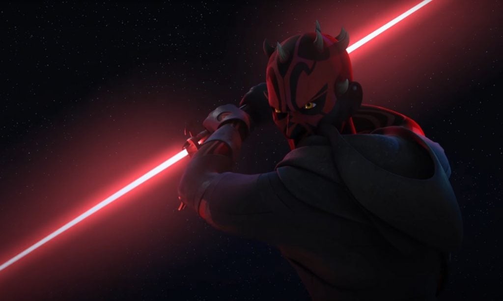 Darth Maul wields his lightsaber in Star Wars: Rebels