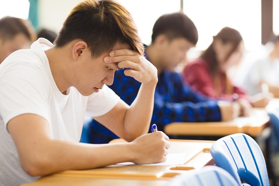 Stressed college student for exam