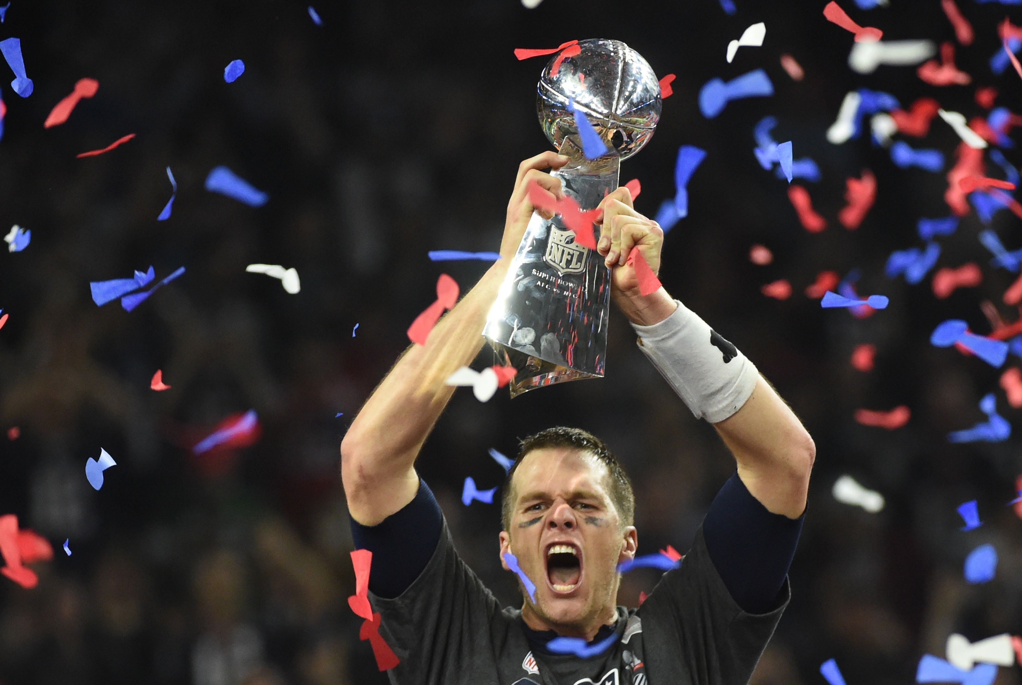 Tom Brady celebrates a Super Bowl win