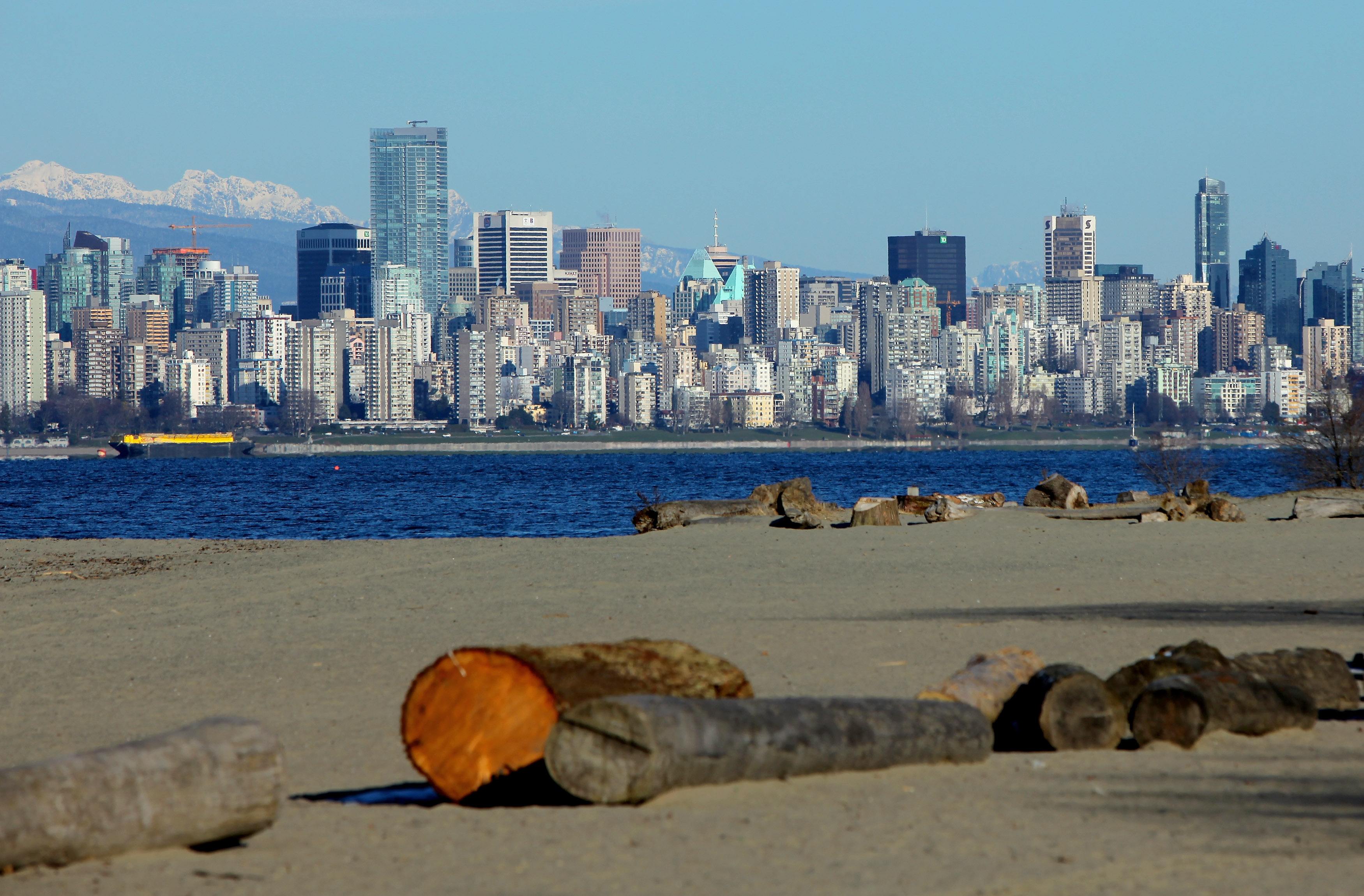 The Vancouver skyline across English Bay
