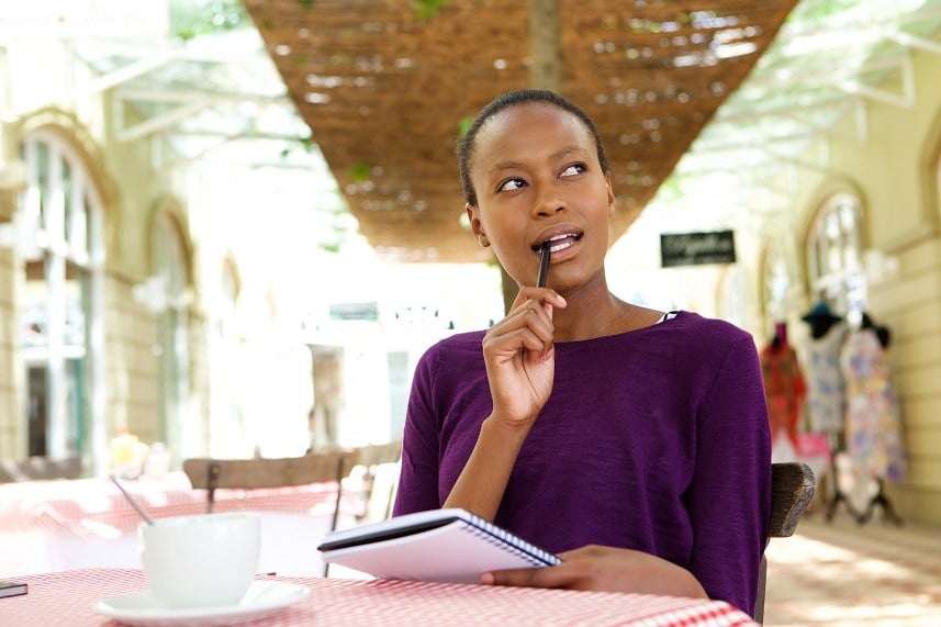 woman sitting at cafe