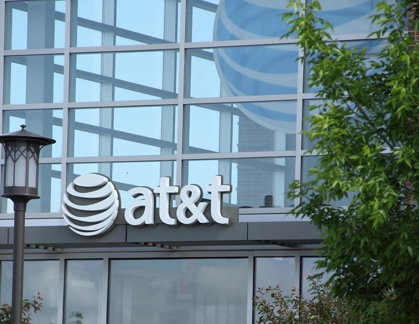 AT&T sign in gray and white