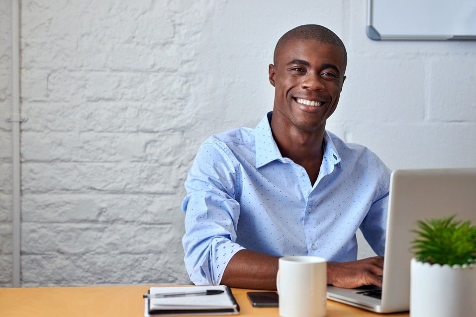 businessman at computer