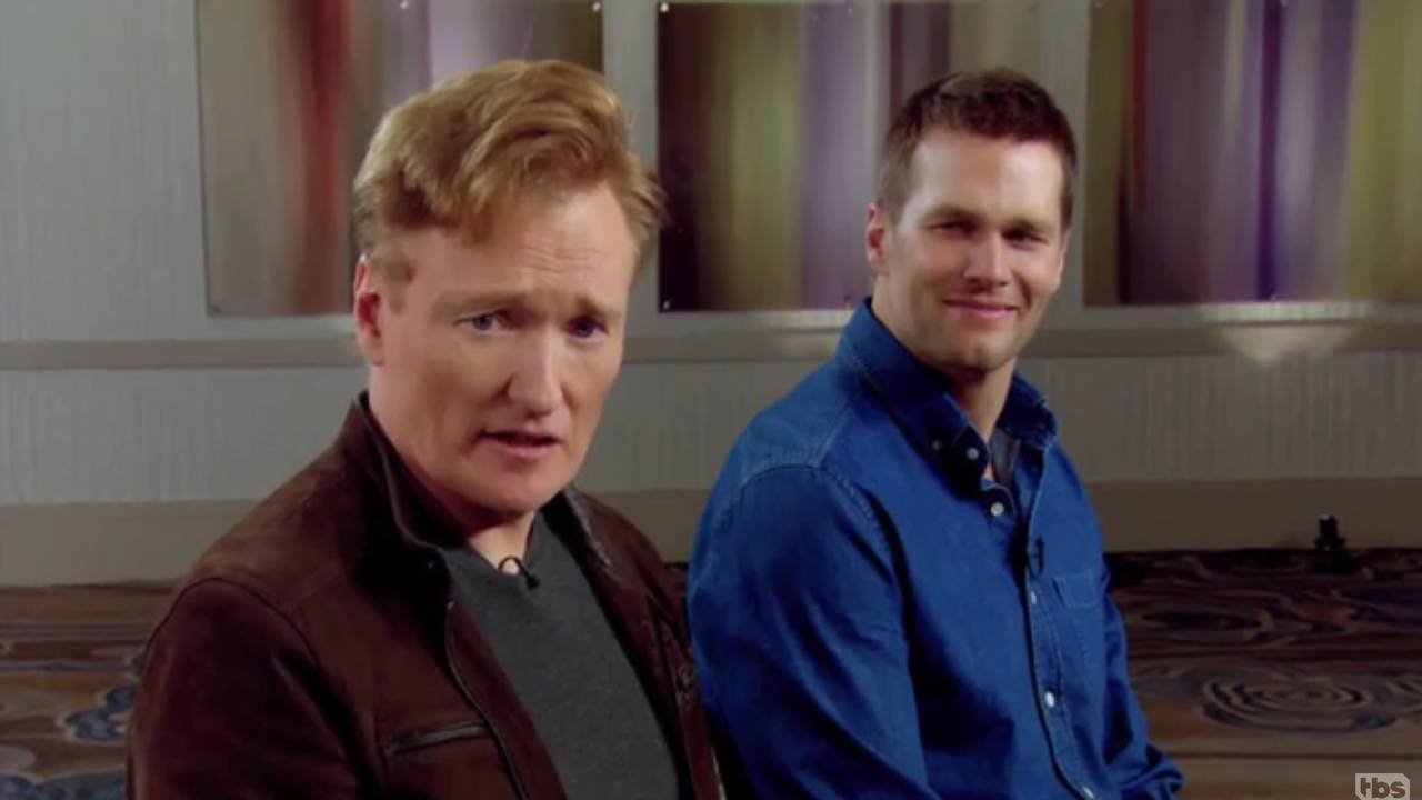 Conan plays video games with Tom Brady