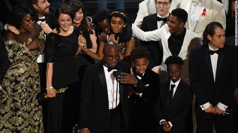 US director Barry Jenkins speaks after 'Moonlight' won the Best Film award at the 89th Oscars on February 26, 2017 in Hollywood, California.