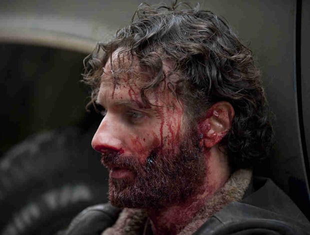 Rick, in the aftermath of his confrontation with the Claimers, in 'The Walking Dead' episode 'A'